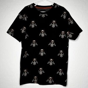 NWT Denim & Flowers Ricky Singh Boys Halloween Skeleton Black T-shirt Size 9/10